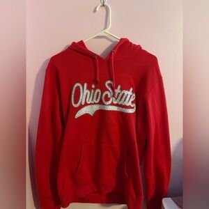 Ohio State Buckeyes Red Hoodie Sweatshirt with Rhinestone Detail~Size Large